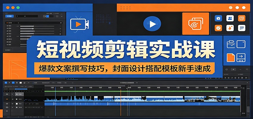 短视频剪辑实战课:爆款文案撰写技巧,封面设计搭配模板新手速成-仙女副业网