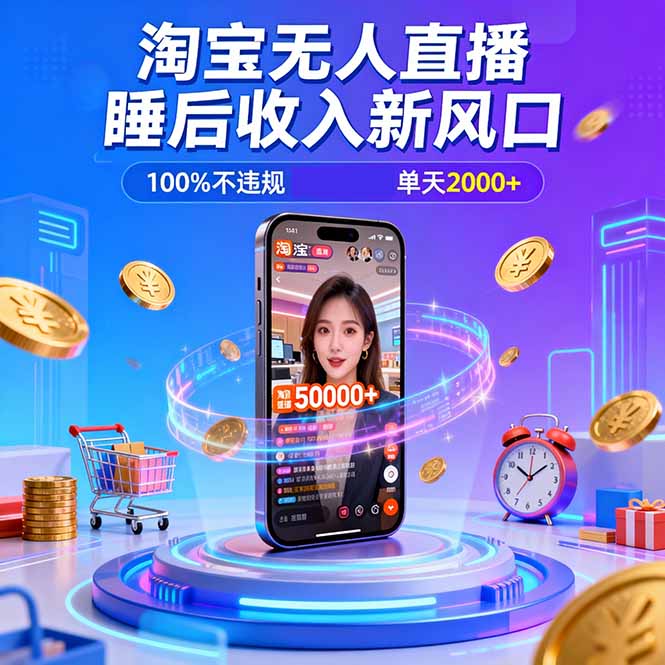 淘宝无人直播,不违规不封号,直播100小时卖了5万,年底旺季!-仙女副业网