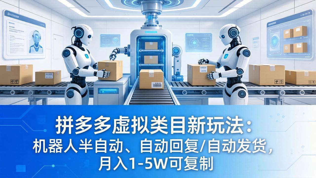 拼多多虚拟类目新玩法:机器人半自动、自动回复 /自动发货,月入 1-5W 可复制-仙女副业网