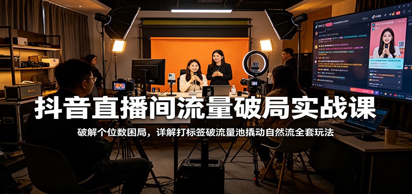 抖音直播间流量破局实战课:破解个位数困局,详解打标签破流量池撬动自然流全套玩法-仙女副业网